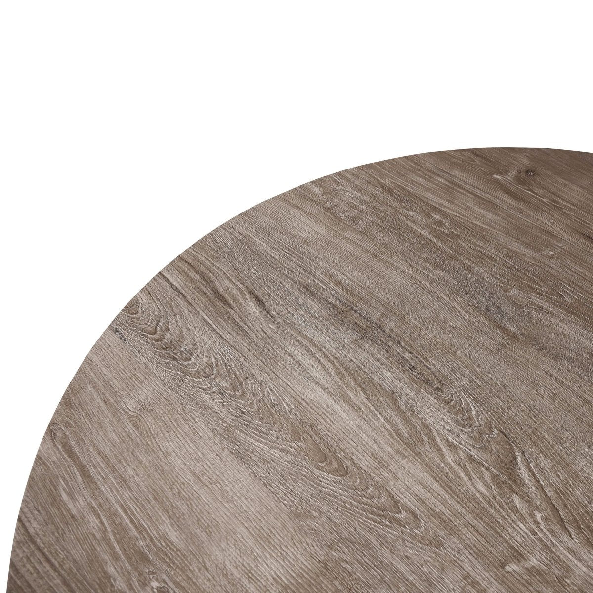Ravenna Modern Round Wood 47" Dining Table With Metal Legs Weathered Oak Dining Table Leisuremod