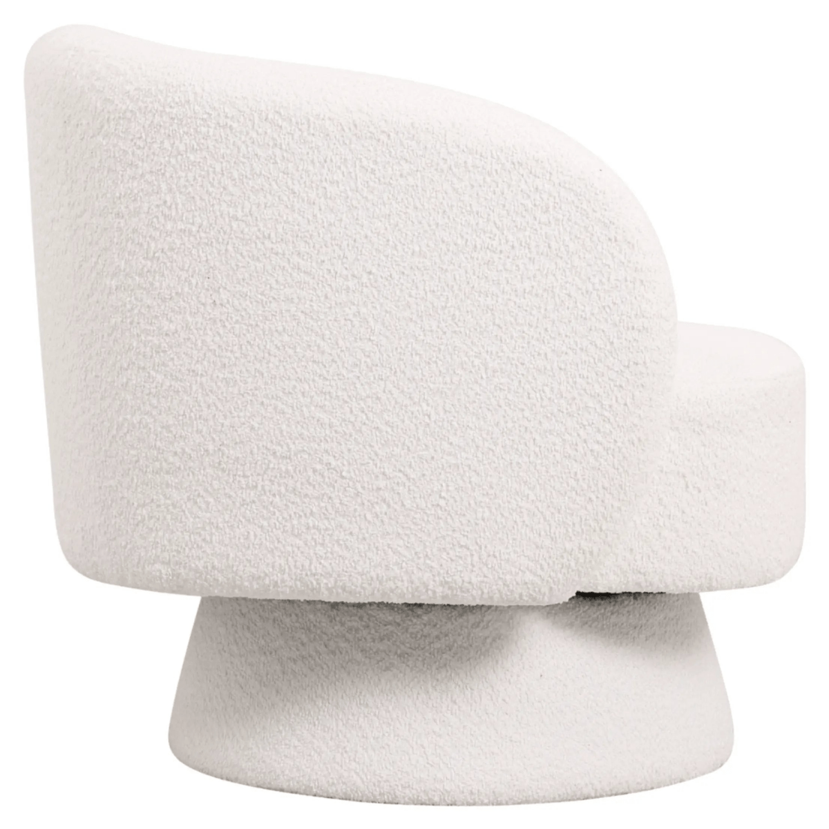 Raze Accent Chair Upholstered in Boucle/Linen/Velvet Armchair with Removable Round Base White Boucle Accent Chair Leisuremod