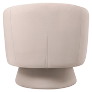 Raze Accent Chair Upholstered in Boucle/Linen/Velvet Armchair with Removable Round Base Beige Velvet Accent Chair Leisuremod