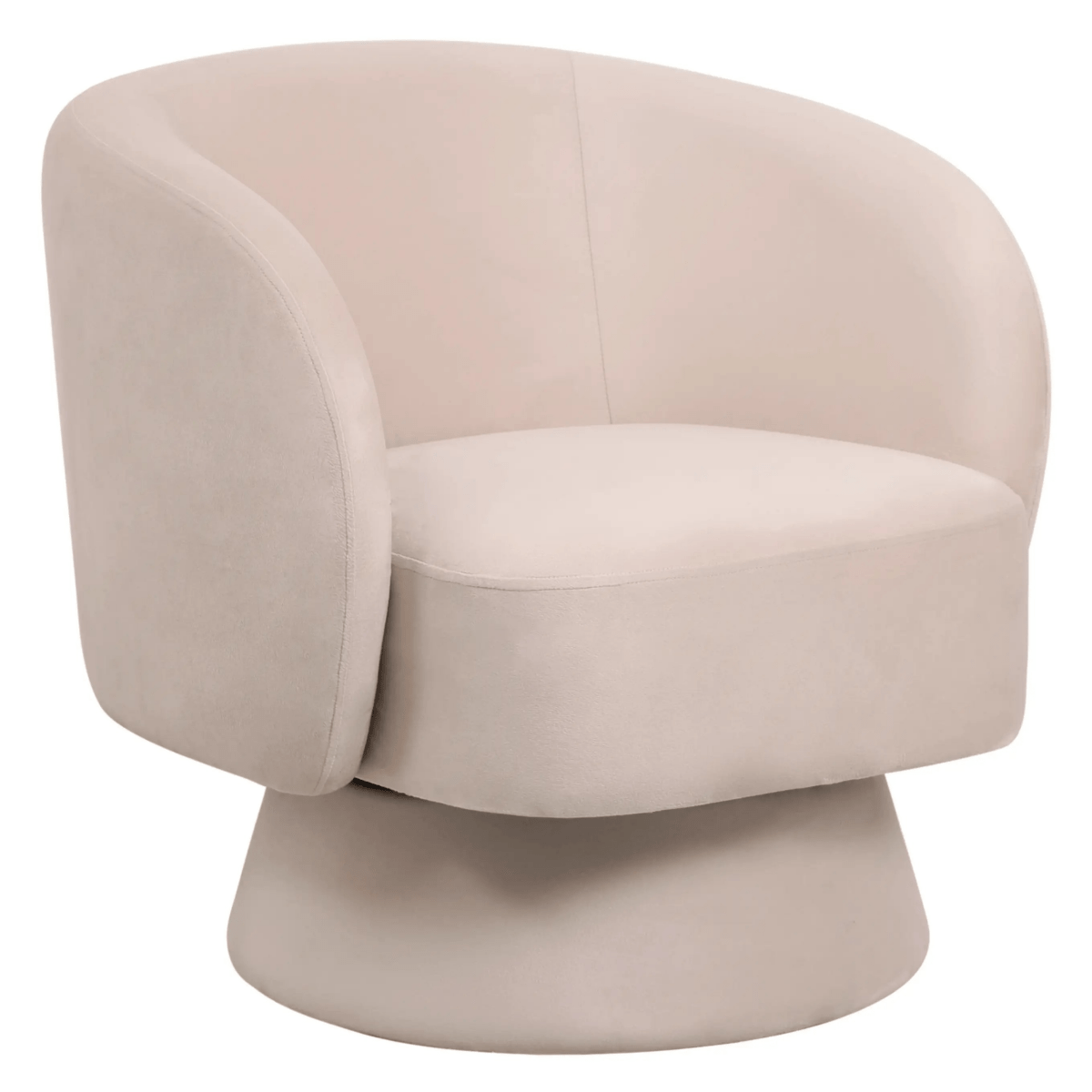 Raze Accent Chair Upholstered in Boucle/Linen/Velvet Armchair with Removable Round Base Beige Velvet Accent Chair Leisuremod