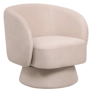 Raze Accent Chair Upholstered in Boucle/Linen/Velvet Armchair with Removable Round Base Beige Velvet Accent Chair Leisuremod