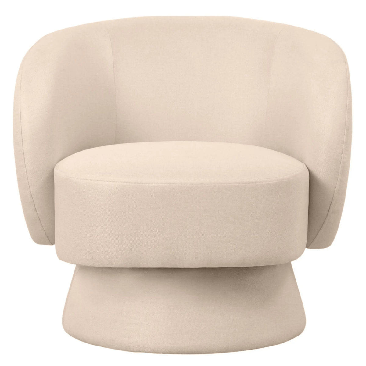 Raze Accent Chair Upholstered in Boucle/Linen/Velvet Armchair with Removable Round Base Oatmeal Linen Accent Chair Leisuremod
