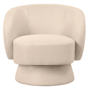 Raze Accent Chair Upholstered in Boucle/Linen/Velvet Armchair with Removable Round Base Oatmeal Linen Accent Chair Leisuremod