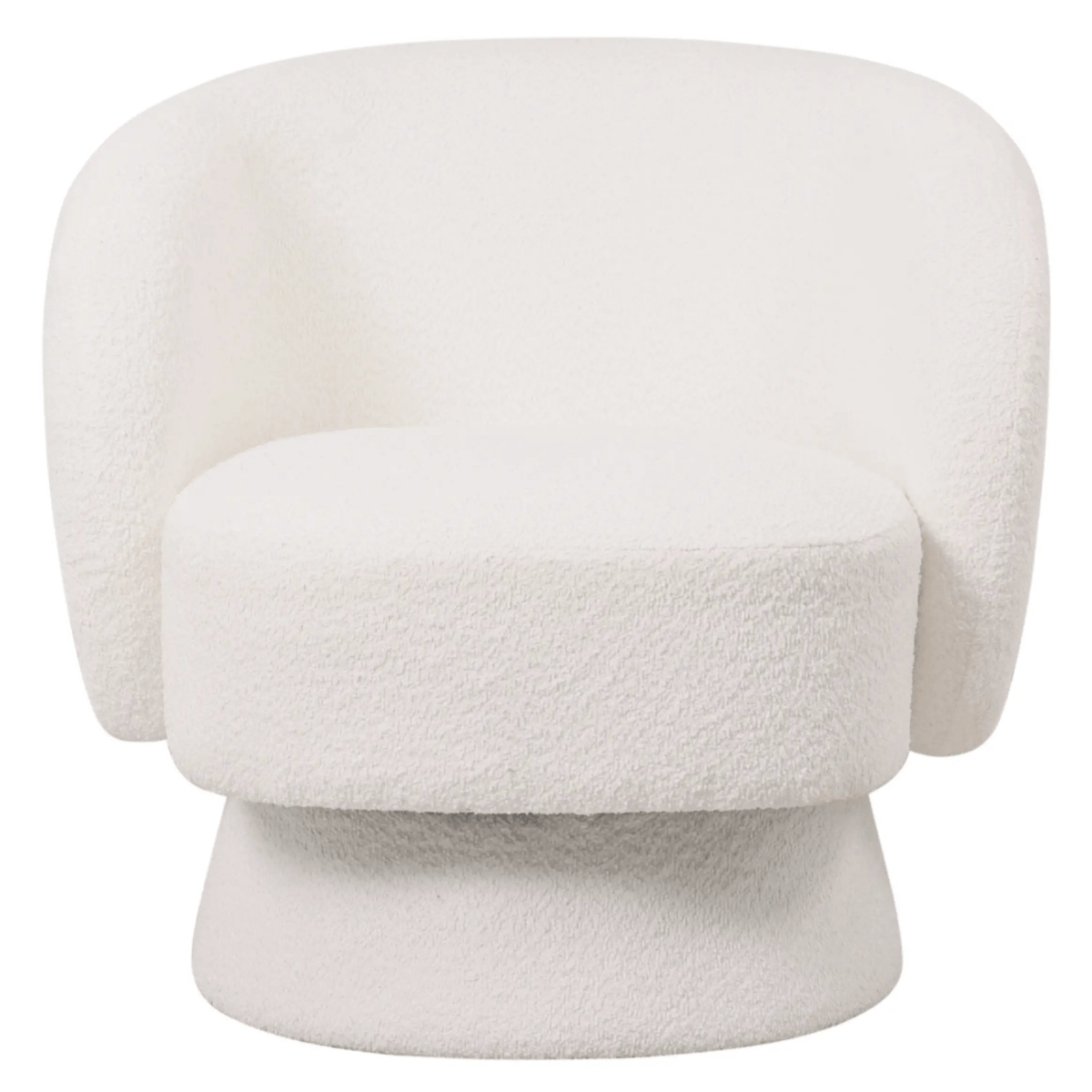 Raze Accent Chair Upholstered in Boucle/Linen/Velvet Armchair with Removable Round Base White Boucle Accent Chair Leisuremod