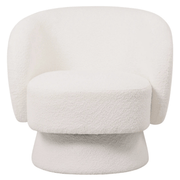 Raze Accent Chair Upholstered in Boucle/Linen/Velvet Armchair with Removable Round Base White Boucle Accent Chair Leisuremod
