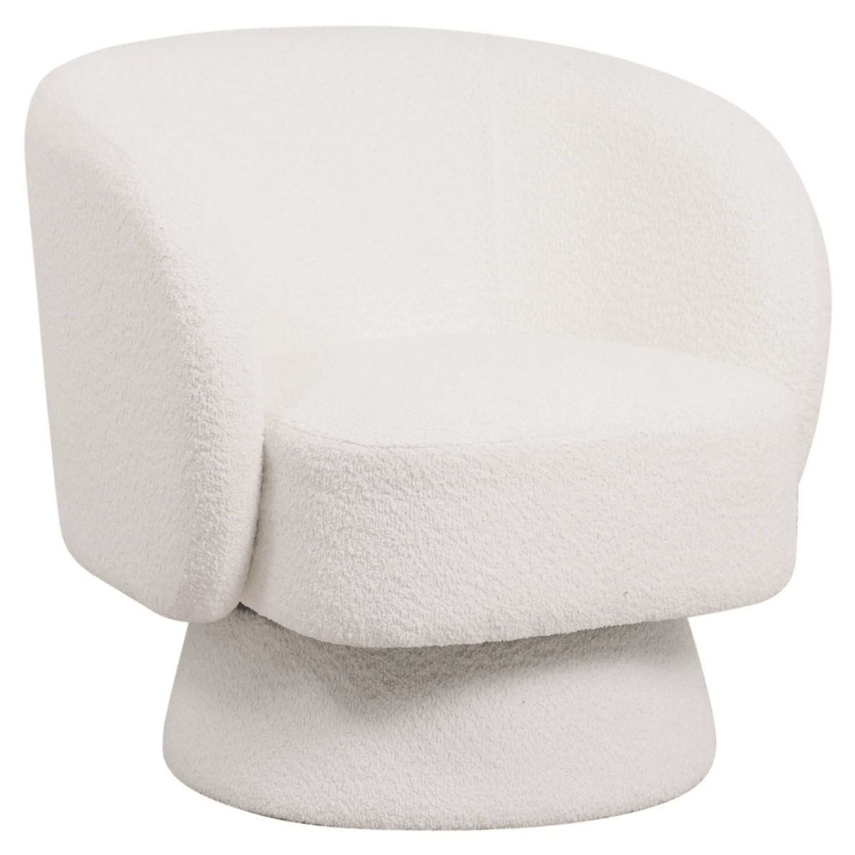 Raze Accent Chair Upholstered in Boucle/Linen/Velvet Armchair with Removable Round Base White Boucle Accent Chair Leisuremod