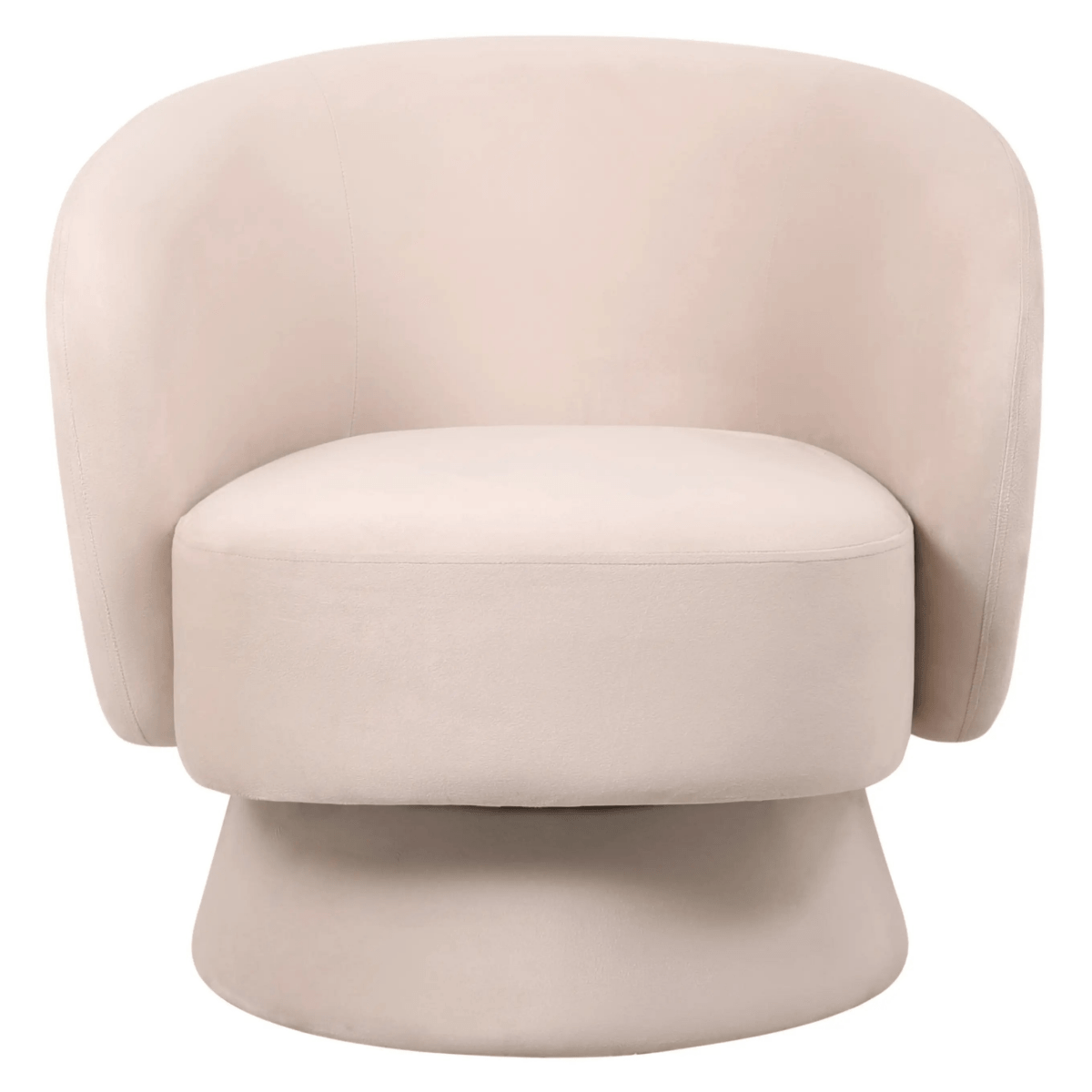 Raze Accent Chair Upholstered in Boucle/Linen/Velvet Armchair with Removable Round Base Beige Velvet Accent Chair Leisuremod