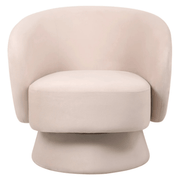 Raze Accent Chair Upholstered in Boucle/Linen/Velvet Armchair with Removable Round Base Beige Velvet Accent Chair Leisuremod
