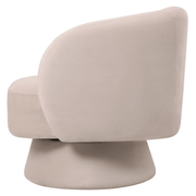 Raze Accent Chair Upholstered in Boucle/Linen/Velvet Armchair with Removable Round Base Beige Velvet Accent Chair Leisuremod