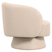 Raze Accent Chair Upholstered in Boucle/Linen/Velvet Armchair with Removable Round Base Oatmeal Linen Accent Chair Leisuremod
