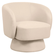 Raze Accent Chair Upholstered in Boucle/Linen/Velvet Armchair with Removable Round Base Oatmeal Linen Accent Chair Leisuremod