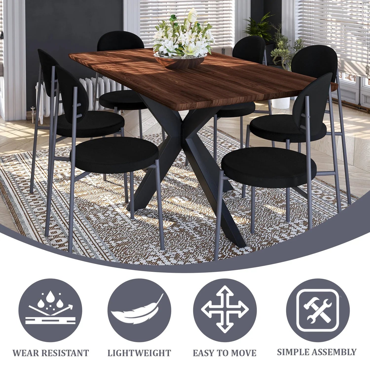 Euston Modern Velvet Dining Side Chair with Powder Coated Grey Steel Frame, Set of 2 - Elax Furniture