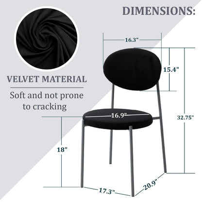 Euston Modern Velvet Dining Side Chair with Powder Coated Grey Steel Frame, Set of 2 - Elax Furniture