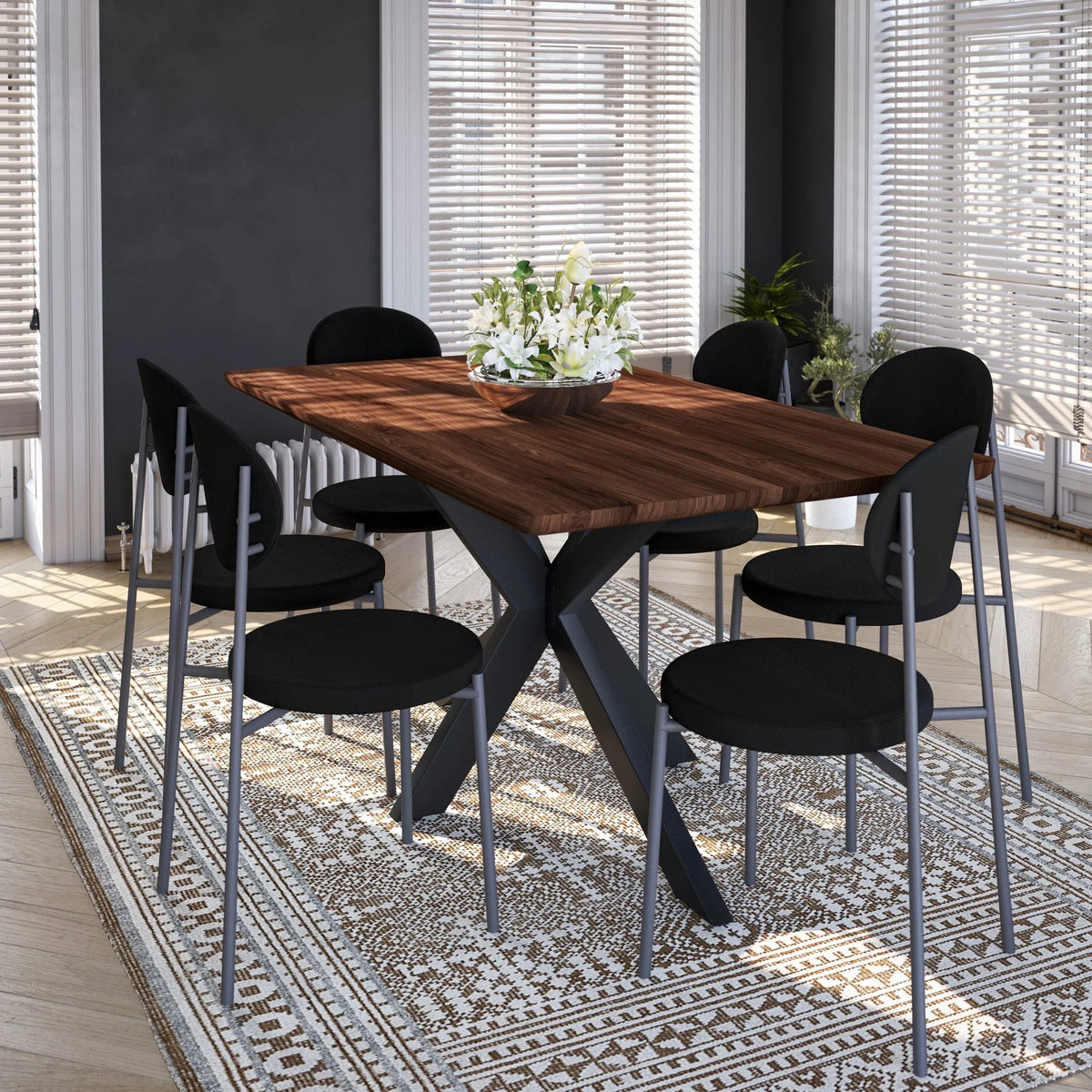 Euston Modern Upholstered Dining Chair with Round Wicker/Velvet Back Style - Elax Furniture