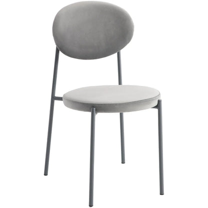 Euston Modern Velvet Dining Side Chair with Powder Coated Grey Steel Frame, Set of 2 - Elax Furniture