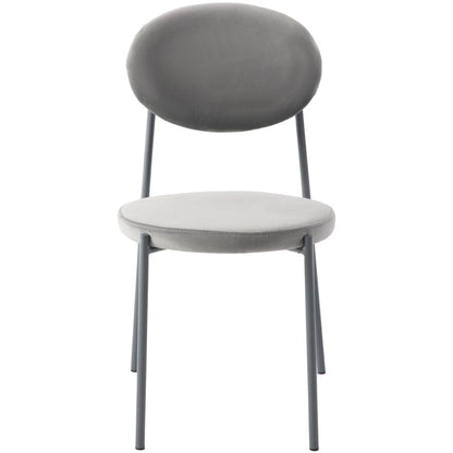 Euston Modern Velvet Dining Side Chair with Powder Coated Grey Steel Frame, Set of 2 - Elax Furniture