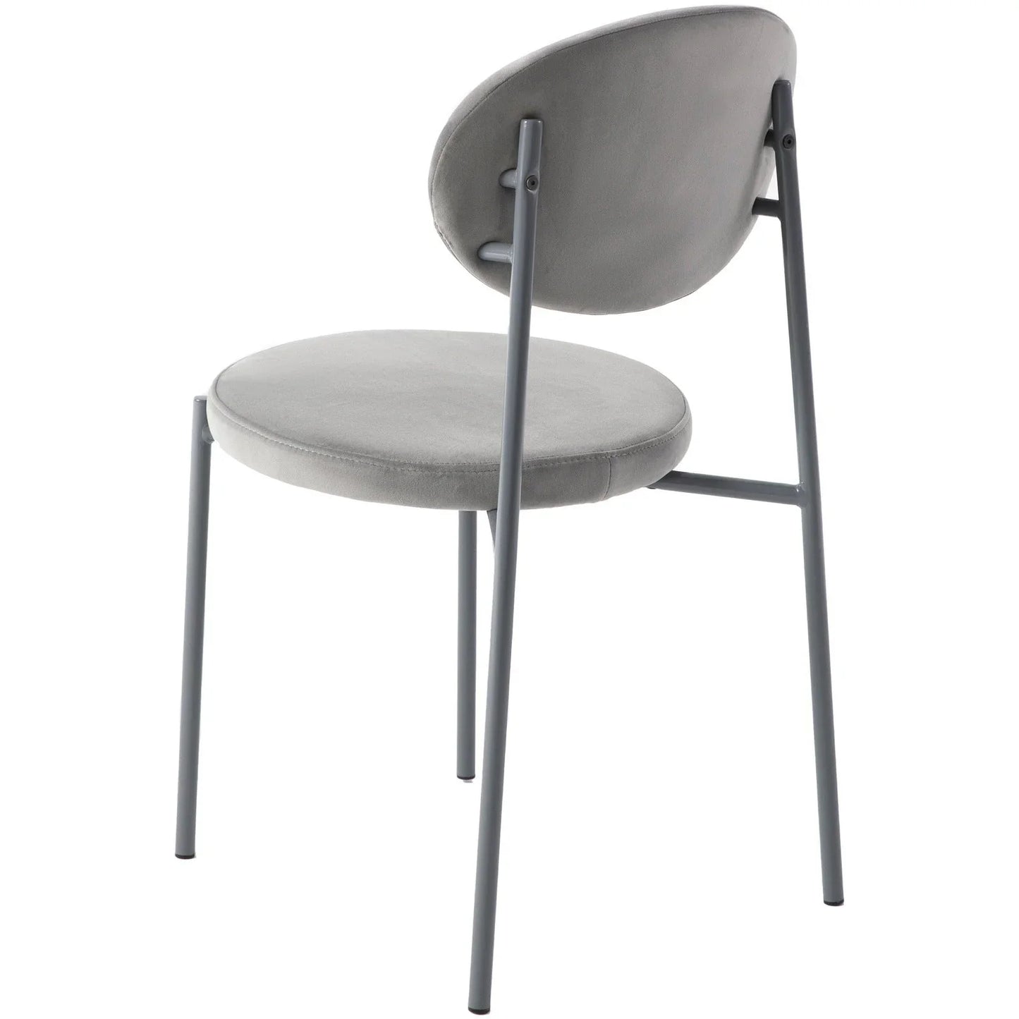 Euston Modern Velvet Dining Side Chair with Powder Coated Grey Steel Frame, Set of 2 - Elax Furniture