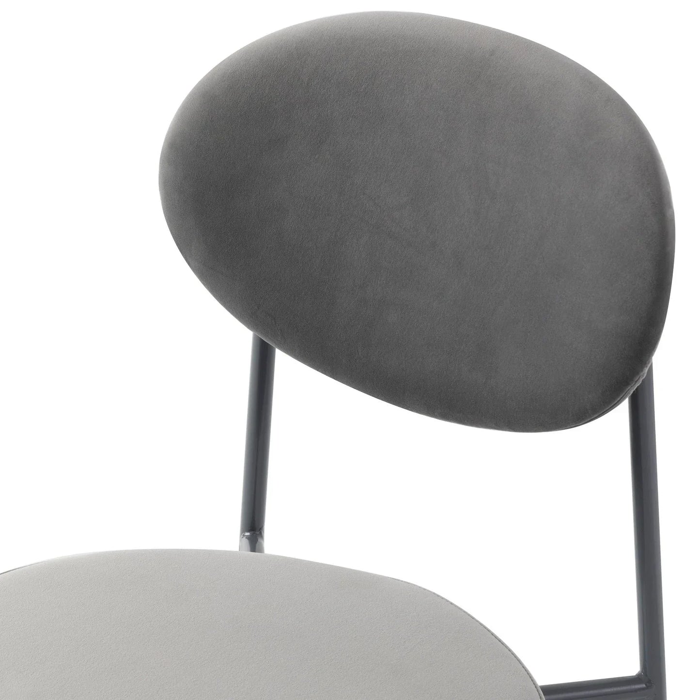 Euston Modern Velvet Dining Side Chair with Powder Coated Grey Steel Frame, Set of 2 - Elax Furniture