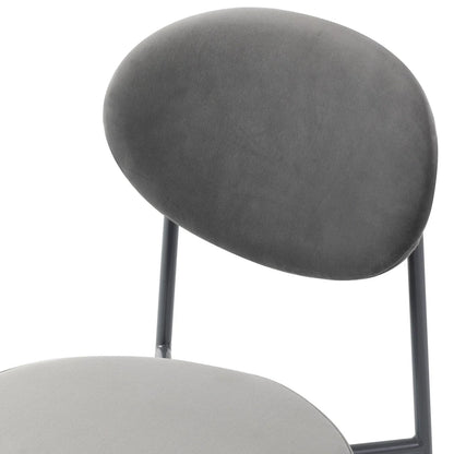 Euston Modern Velvet Dining Side Chair with Powder Coated Grey Steel Frame, Set of 2 - Elax Furniture
