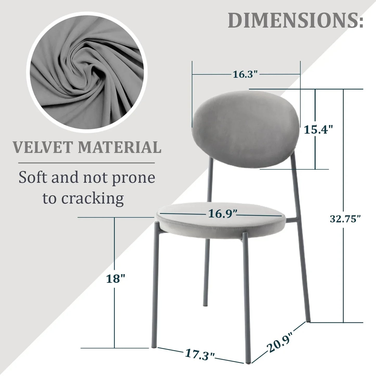 Euston Modern Upholstered Dining Chair with Round Wicker/Velvet Back Style - Elax Furniture