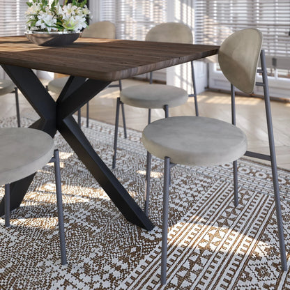 Euston Modern Upholstered Dining Chair with Round Wicker/Velvet Back Style - Elax Furniture