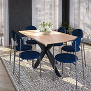 Euston Modern Upholstered Dining Chair with Round Wicker/Velvet Back Style - Elax Furniture