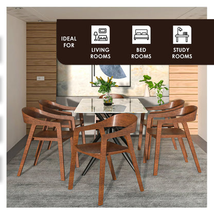 Rivo Dining Chairs in Sturdy Oak Wood with Open Back Design and Armrests - Elax Furniture