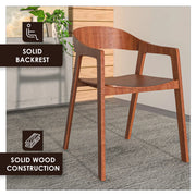 Rivo Dining Chairs in Sturdy Oak Wood with Open Back Design and Armrests - Elax Furniture