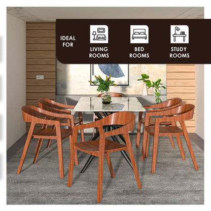Rivo Dining Chairs in Sturdy Oak Wood with Open Back Design and Armrests - Elax Furniture