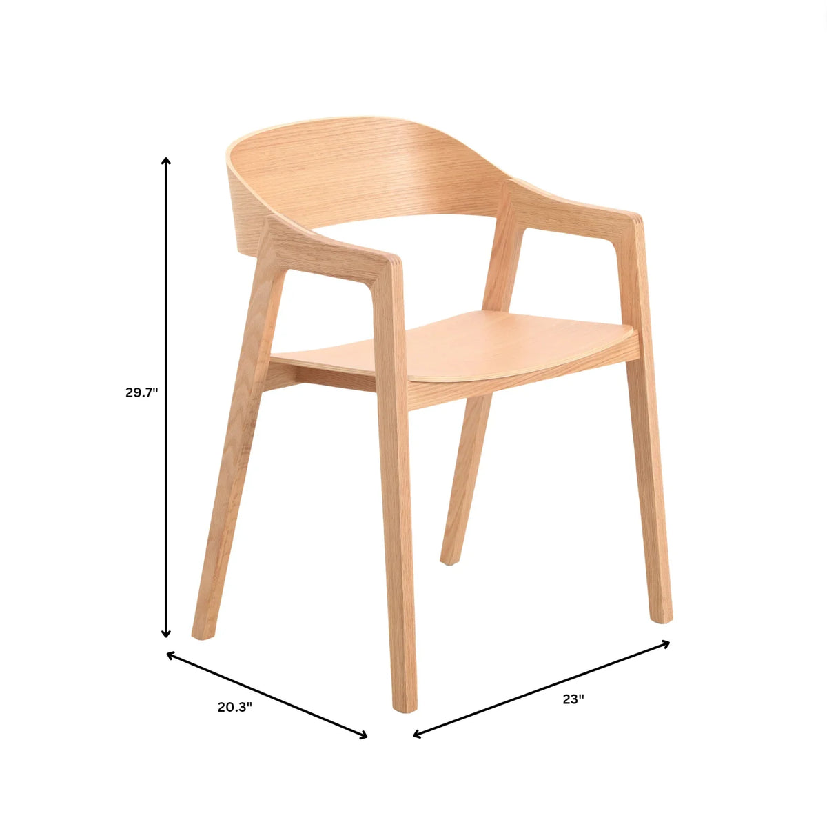 Rivo Dining Chairs in Sturdy Oak Wood with Open Back Design and Armrests - Elax Furniture