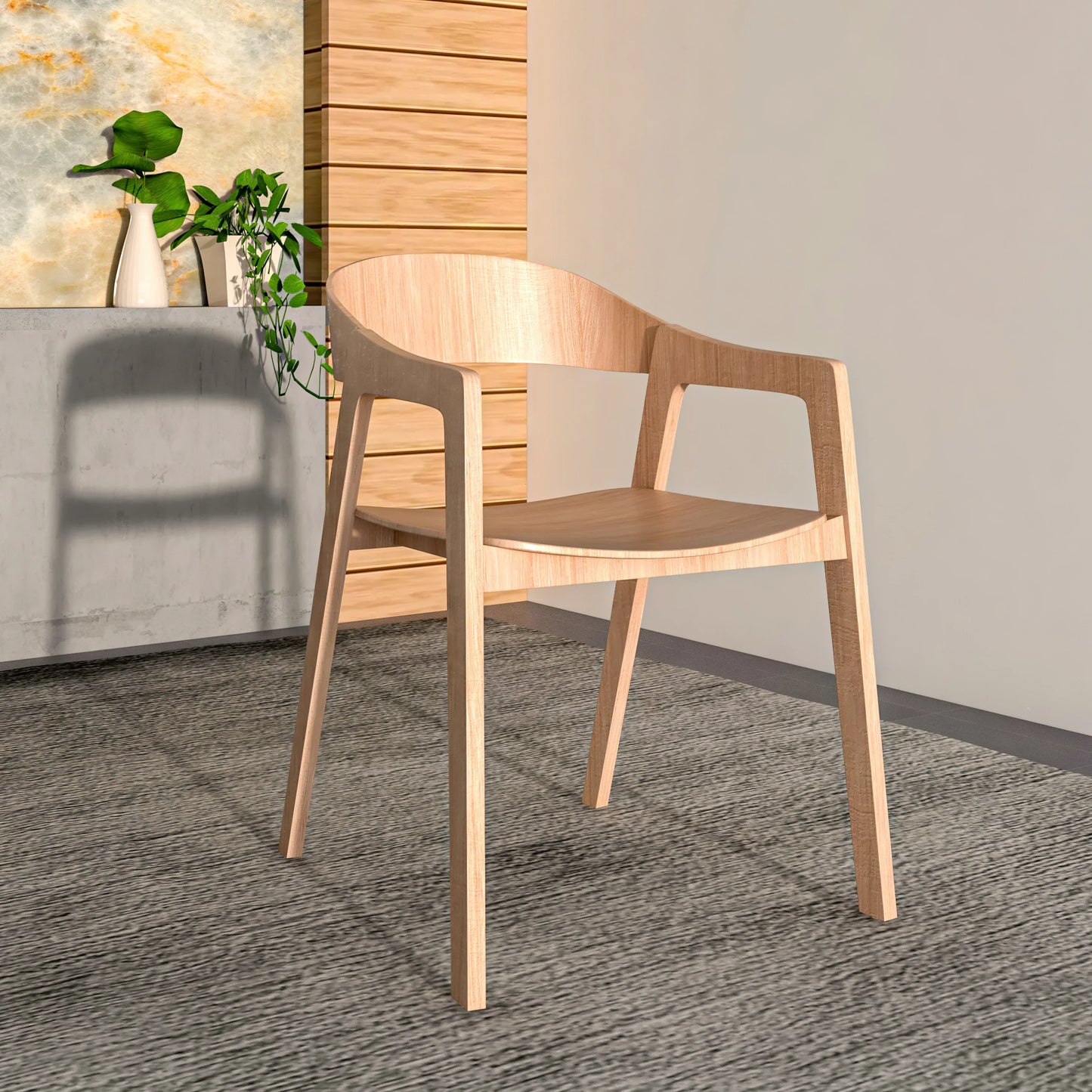 Rivo Dining Chairs in Sturdy Oak Wood with Open Back Design and Armrests - Elax Furniture