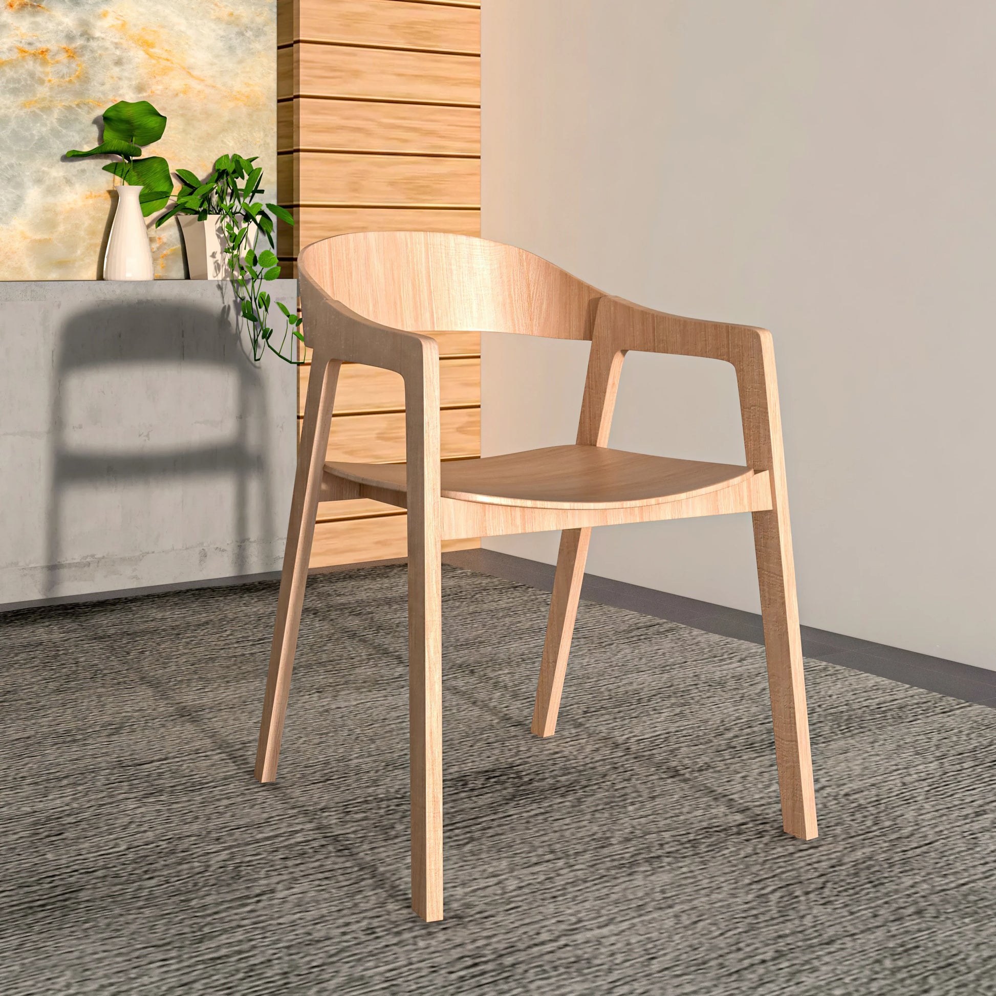 Rivo Dining Chairs in Sturdy Oak Wood with Open Back Design and Armrests - Elax Furniture
