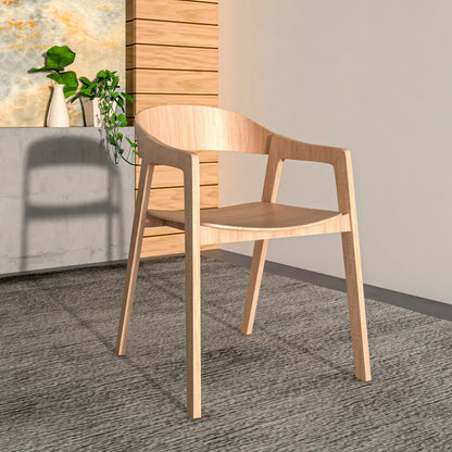 Rivo Dining Chairs in Sturdy Oak Wood with Open Back Design and Armrests - Elax Furniture