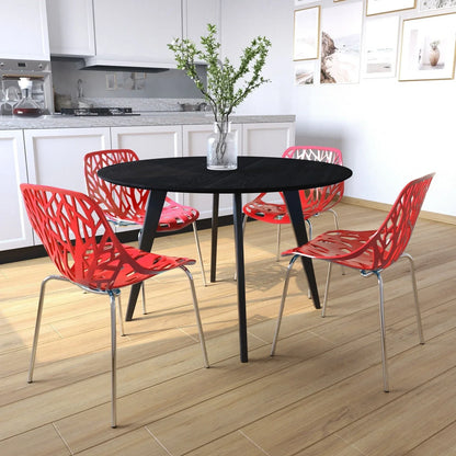 Asbury Polypropylene Dining Side Chair with Forest Cut-Out Design in Chrome - Elax Furniture