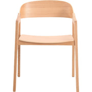 Rivo Dining Chairs in Sturdy Oak Wood with Open Back Design and Armrests Natural Dining Chair Leisuremod
