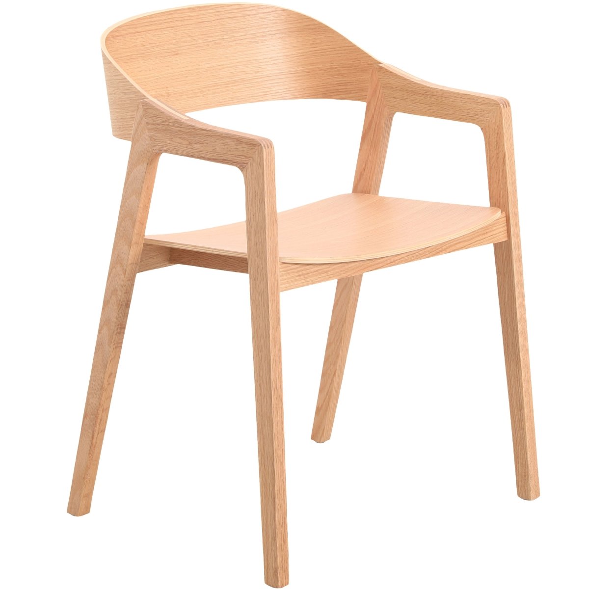 Rivo Dining Chairs in Sturdy Oak Wood with Open Back Design and Armrests Natural Dining Chair Leisuremod
