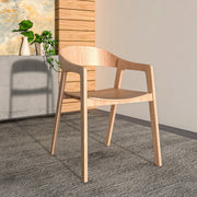 Rivo Dining Chairs in Sturdy Oak Wood with Open Back Design and Armrests Natural Dining Chair Leisuremod