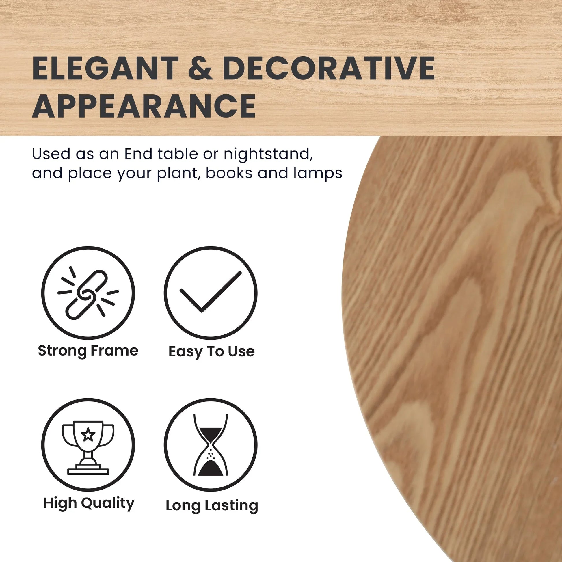 Rossmore Round Side Table with MDF Wood Tabletop in White Steel - Elax Furniture