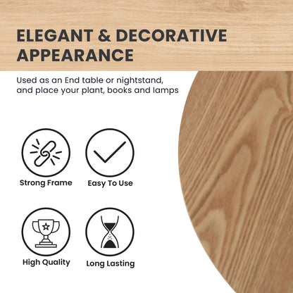 Rossmore Round Side Table with MDF Wood Tabletop in White Steel - Elax Furniture