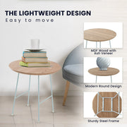 Rossmore Round Side Table with MDF Wood Tabletop in White Steel - Elax Furniture