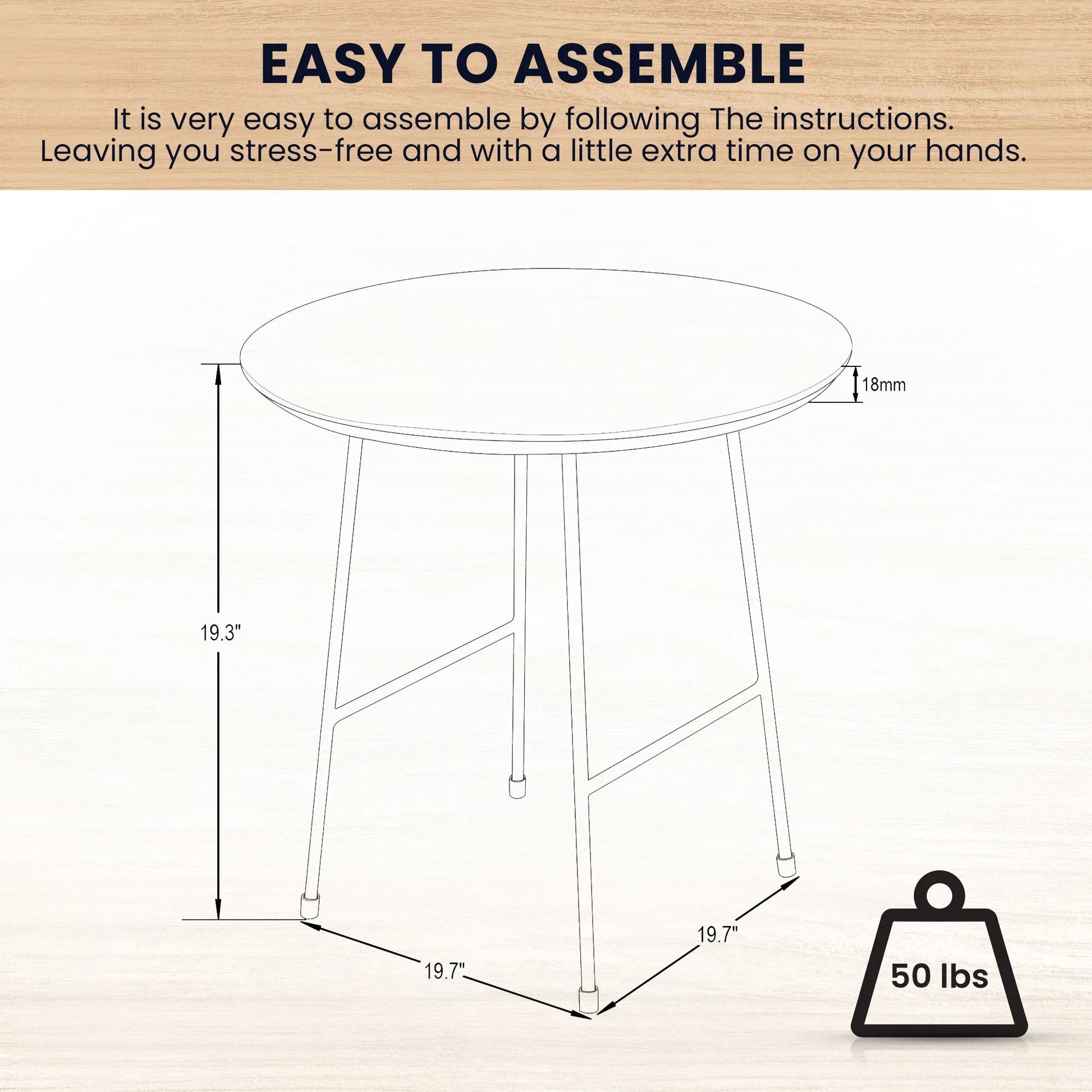 Rossmore Round Side Table with MDF Wood Tabletop in Black Steel - Elax Furniture