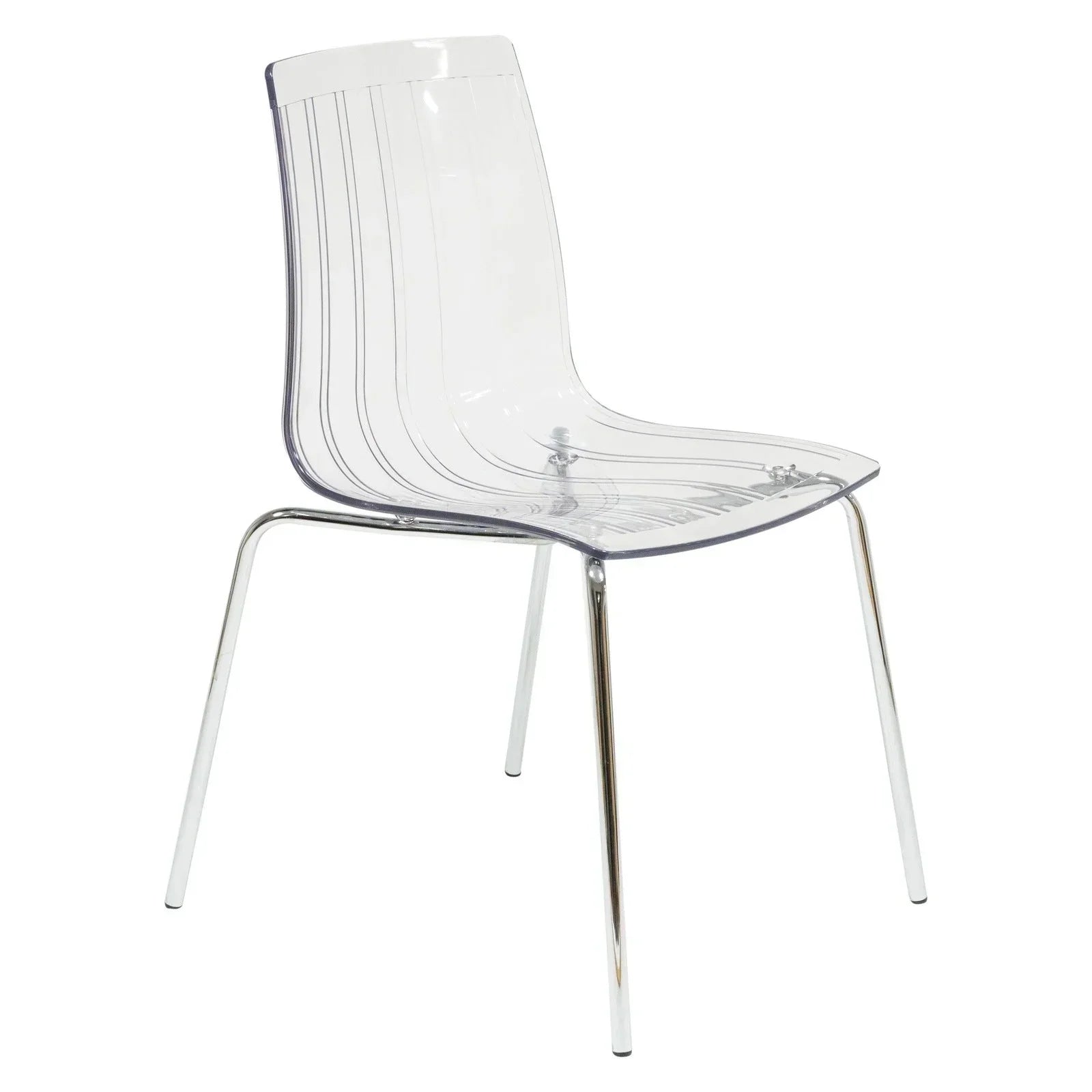 Ralph Modern Pinstripe Design Dining Chair in Chrome - Elax Furniture