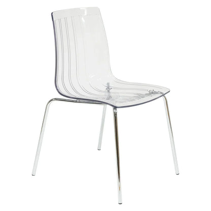 Ralph Modern Pinstripe Design Dining Chair in Chrome - Elax Furniture