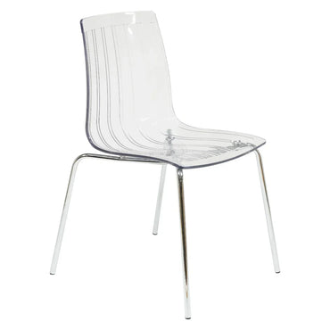 Ralph Modern Pinstripe Design Dining Chair in Chrome - Elax Furniture