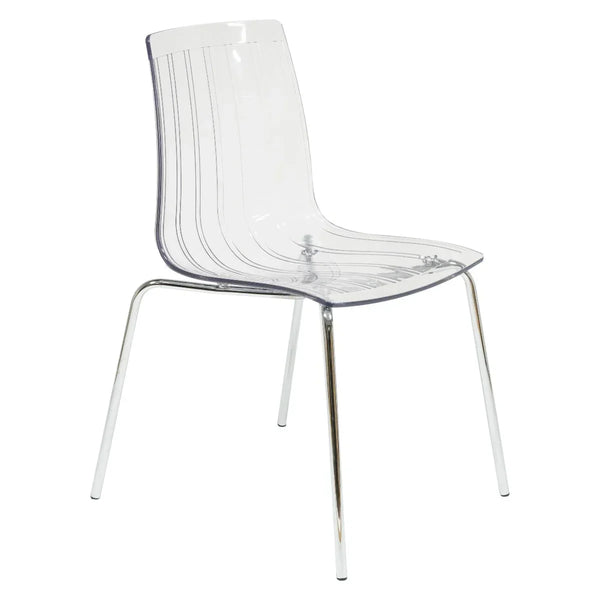 Ralph Modern Pinstripe Design Dining Chair in Chrome