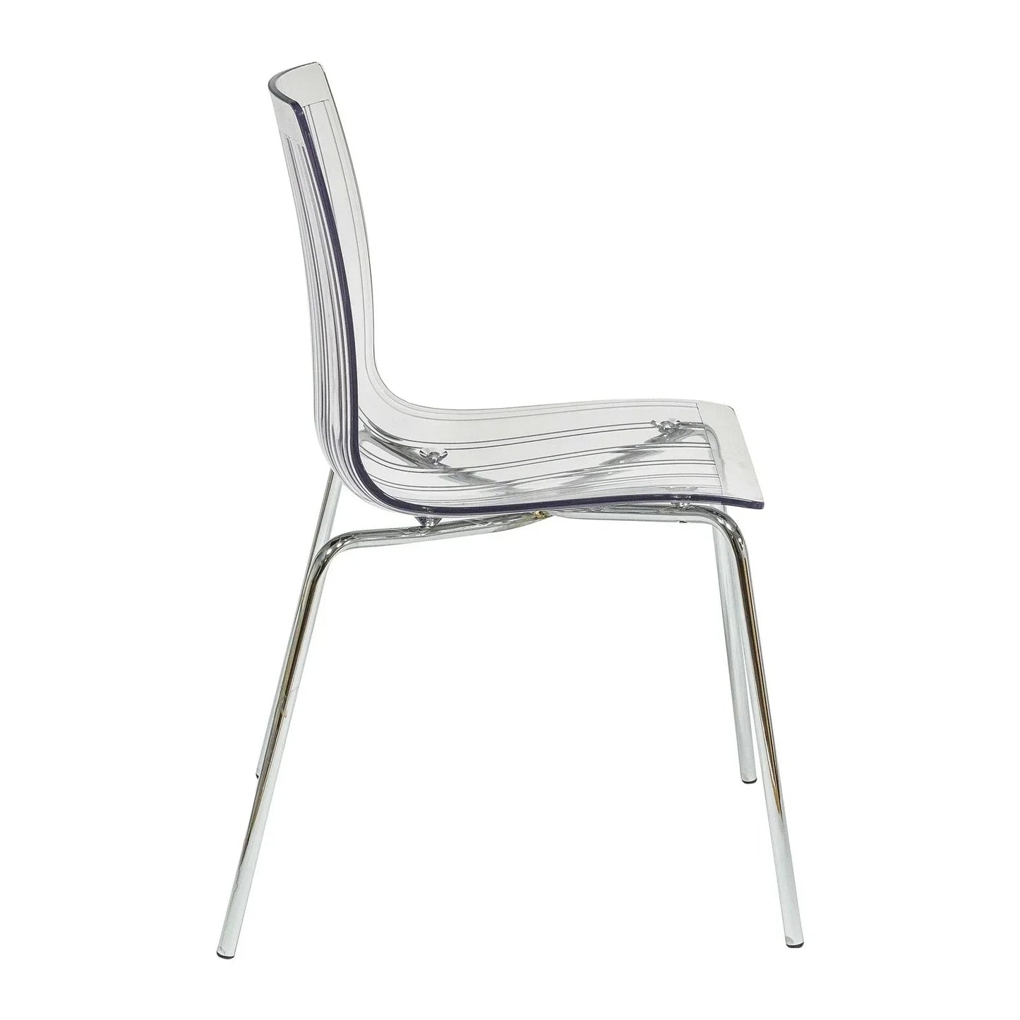 Ralph Modern Pinstripe Design Dining Chair in Chrome - Elax Furniture