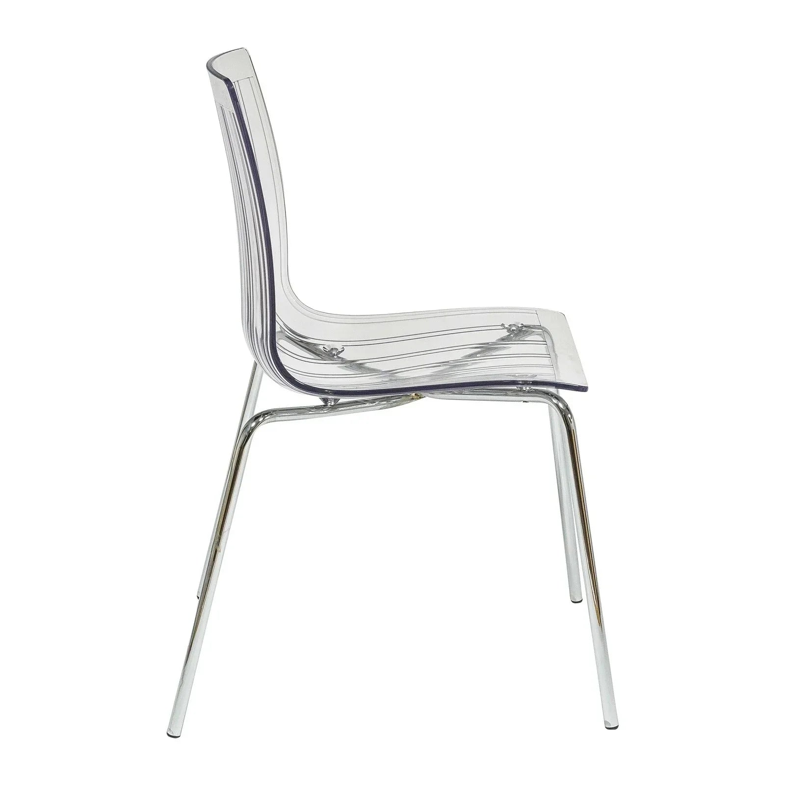 Ralph Modern Pinstripe Design Dining Chair in Chrome - Elax Furniture