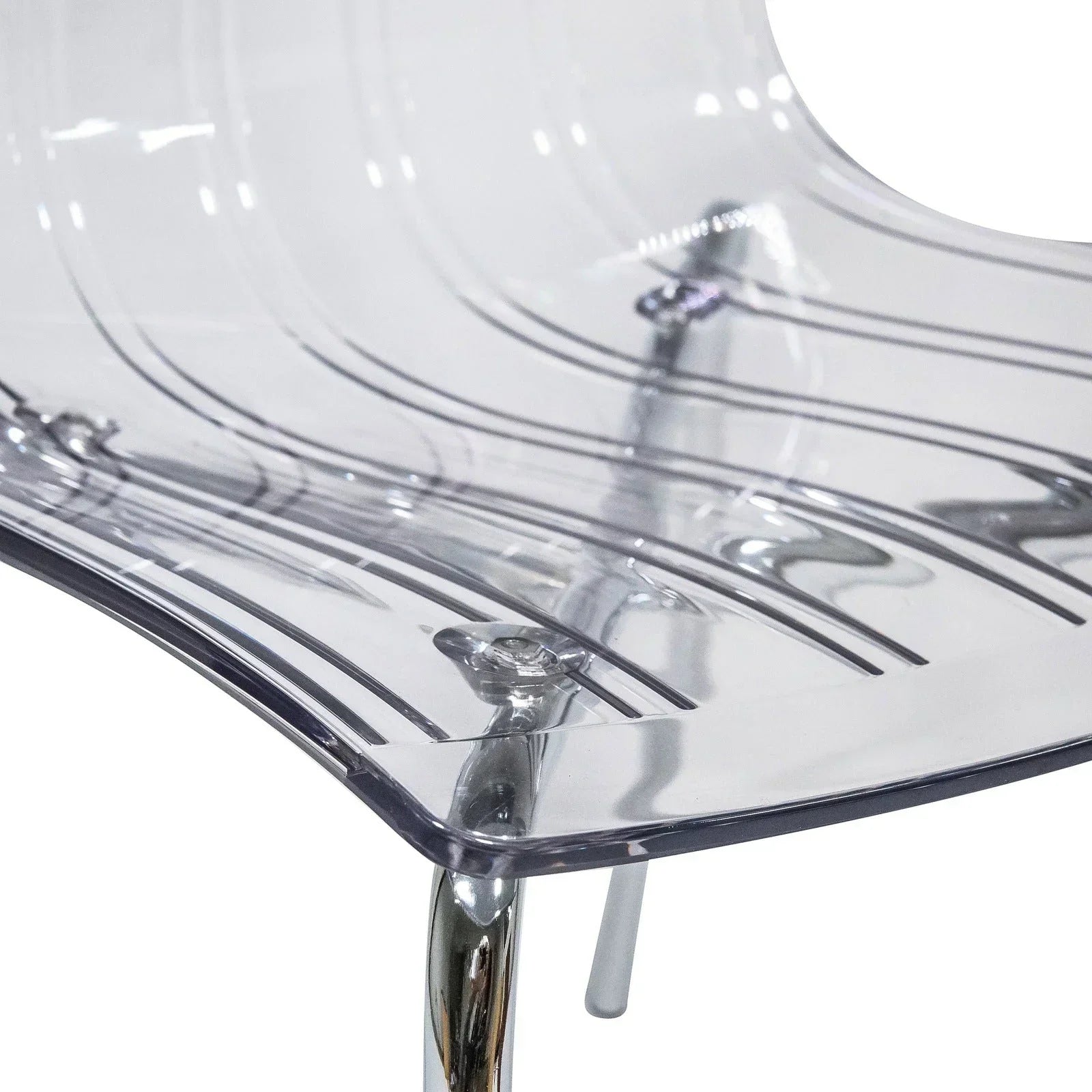 Ralph Modern Pinstripe Design Dining Chair in Chrome - Elax Furniture