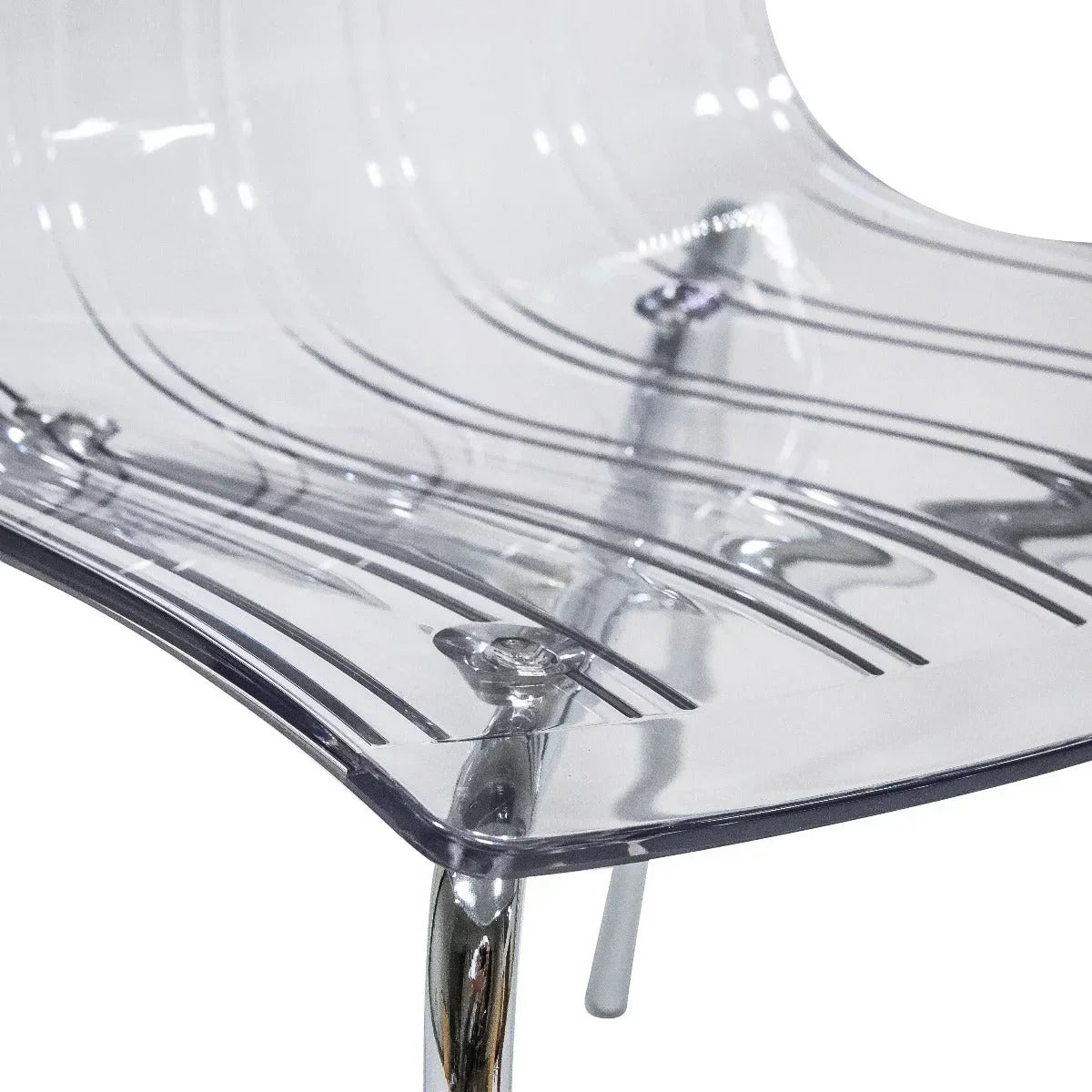 Ralph Modern Pinstripe Design Dining Chair in Chrome - Elax Furniture