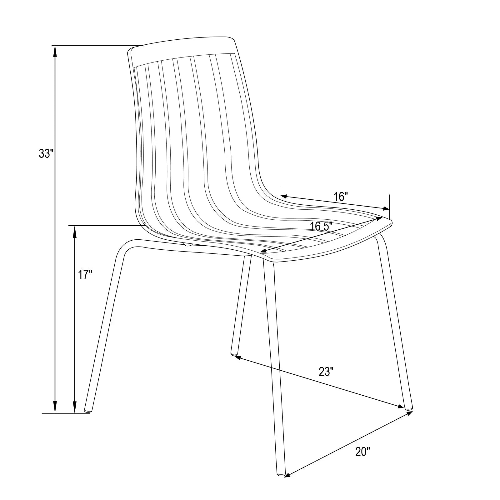 Ralph Modern Pinstripe Design Dining Chair in Chrome - Elax Furniture